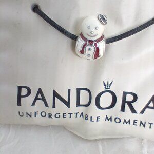 Authentic Pandora Happy Snowman White Enamel Sterling Silver Bead 791406ENMX
